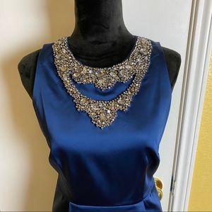 LAUNDRY by Shelli Segal Navy Blue Satin Dress sz 4